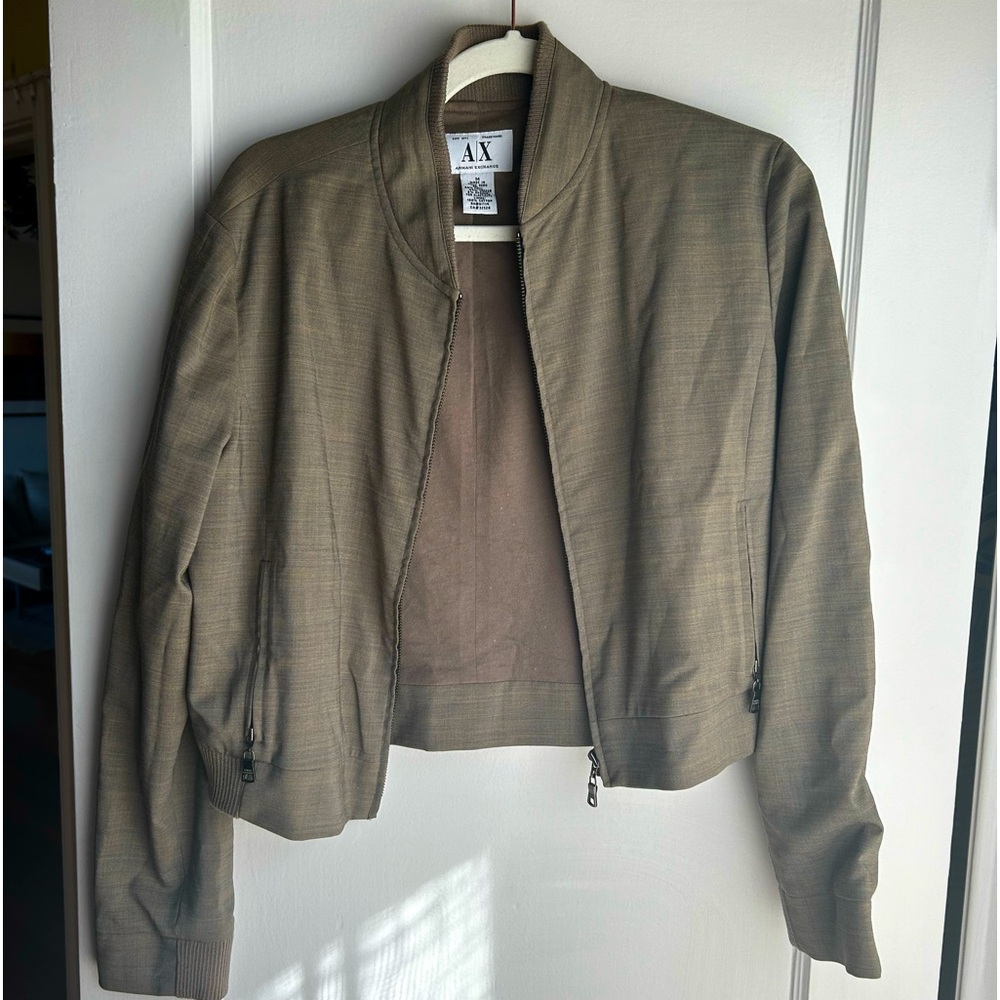 Gray/Green Armani Exchange Bomber Jacket in Medium